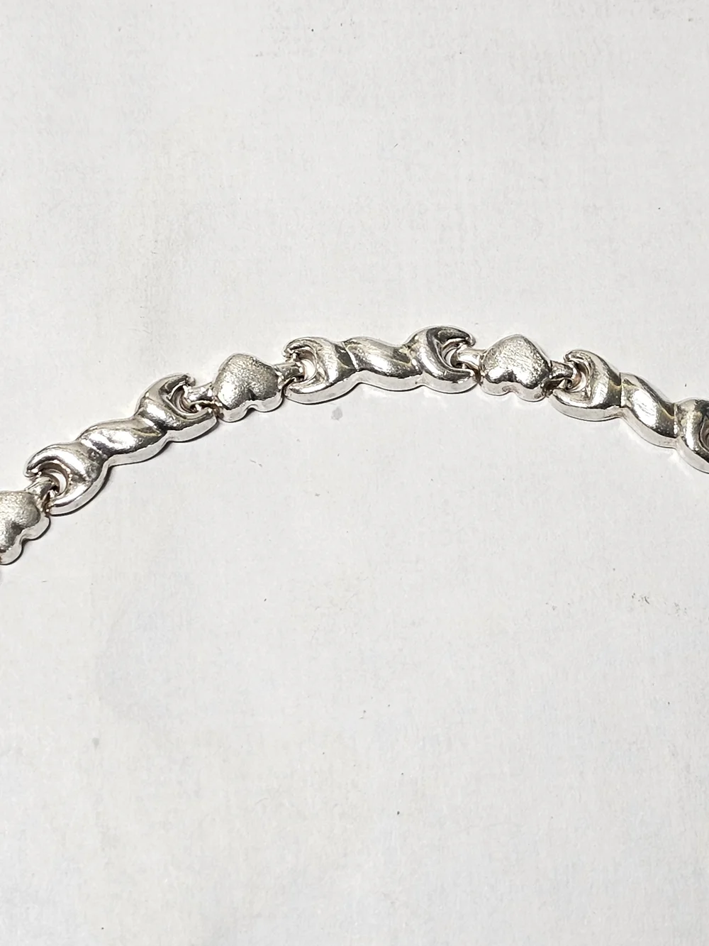 Sterling Silver 925 Heart Link Bracelet - 8